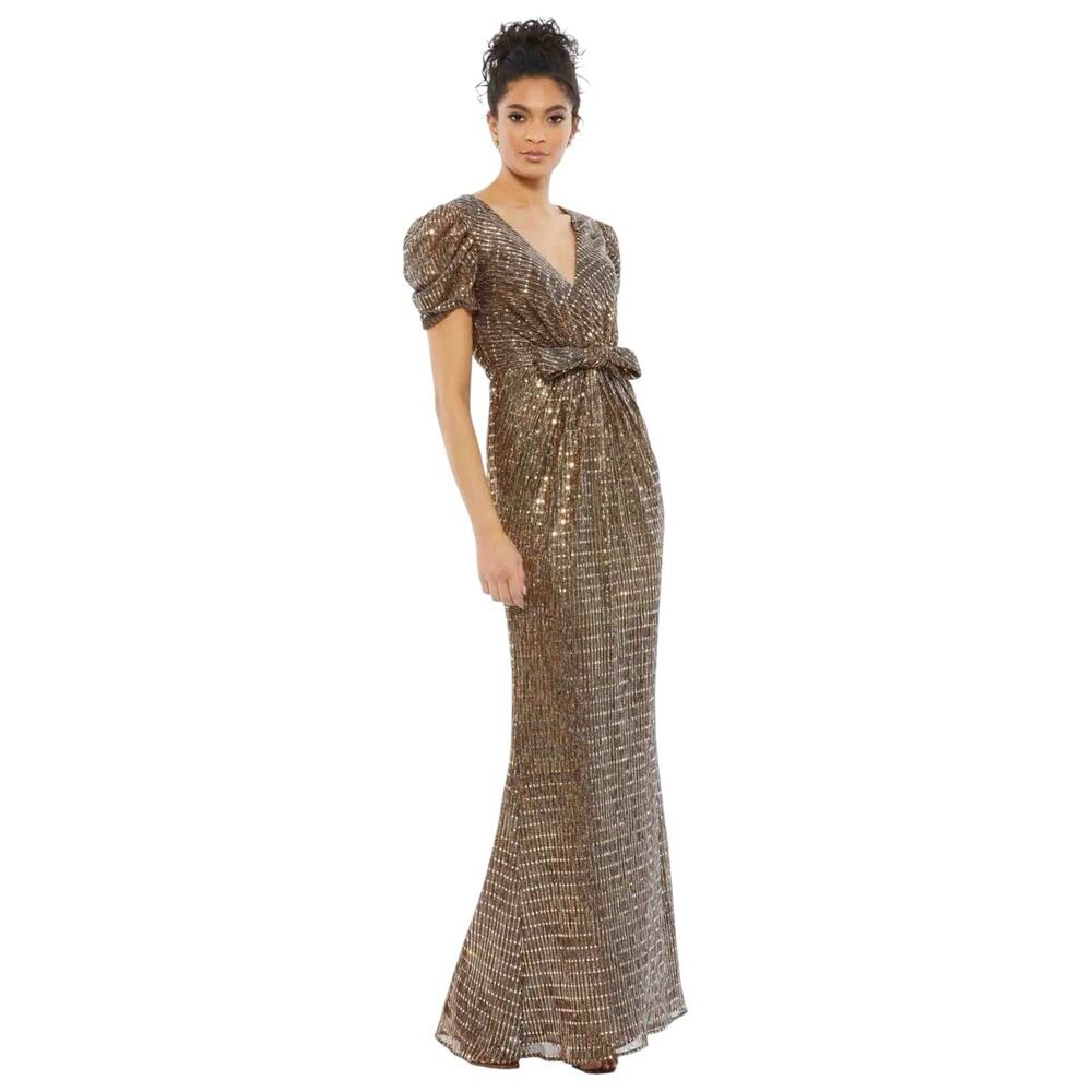 Mac Duggal 26661 Bronze Bow Waist Gown Size 4 $398